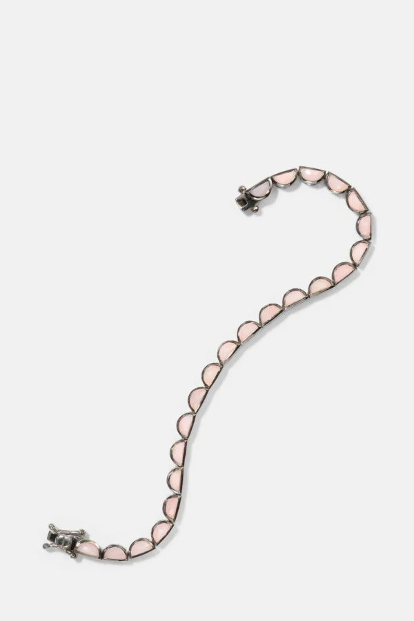Small Scallop Tennis Bracelet - Pink Opal