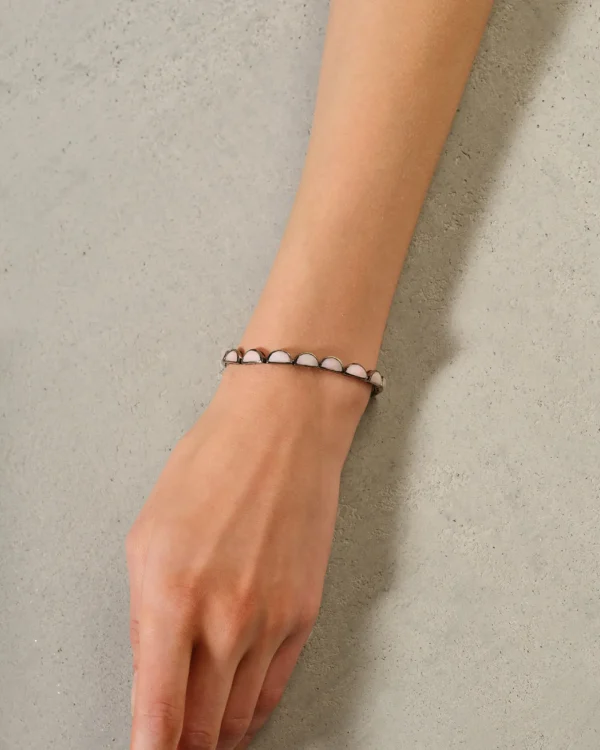 Small Scallop Tennis Bracelet - Pink Opal