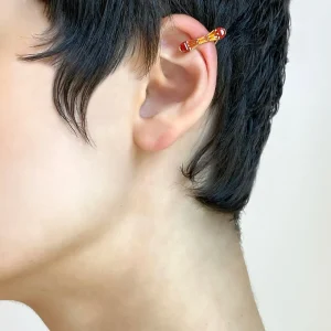 Small Single Baton Ear Cuff - Fire Opal