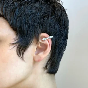 Small Single Baton Ear Cuff - Diamond