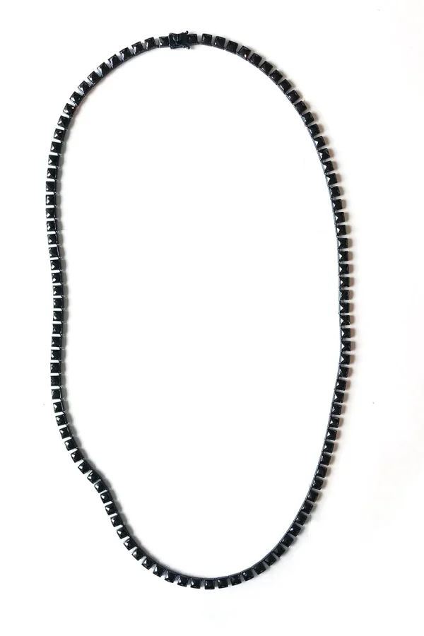 Small Tile Opera Necklace - Black Spinel