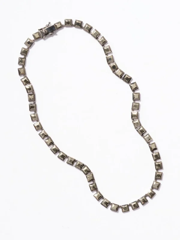 Small Tile Rivière Necklace - Pyrite