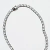 Small Tile Rivière Necklace - Rainbow Moonstone