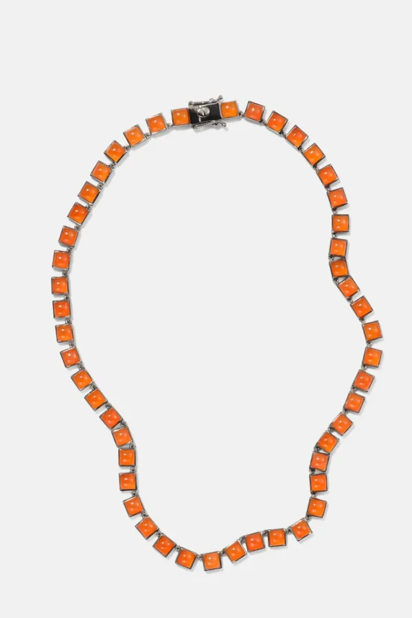 Small Tile Rivière Necklace - Carnelian