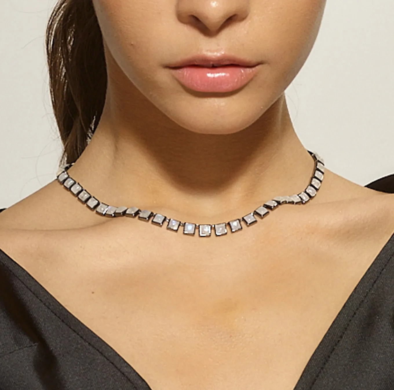 small_tile_rivire_necklac_1-1.webp Small Tile Rivière Necklace - Rainbow Moonstone