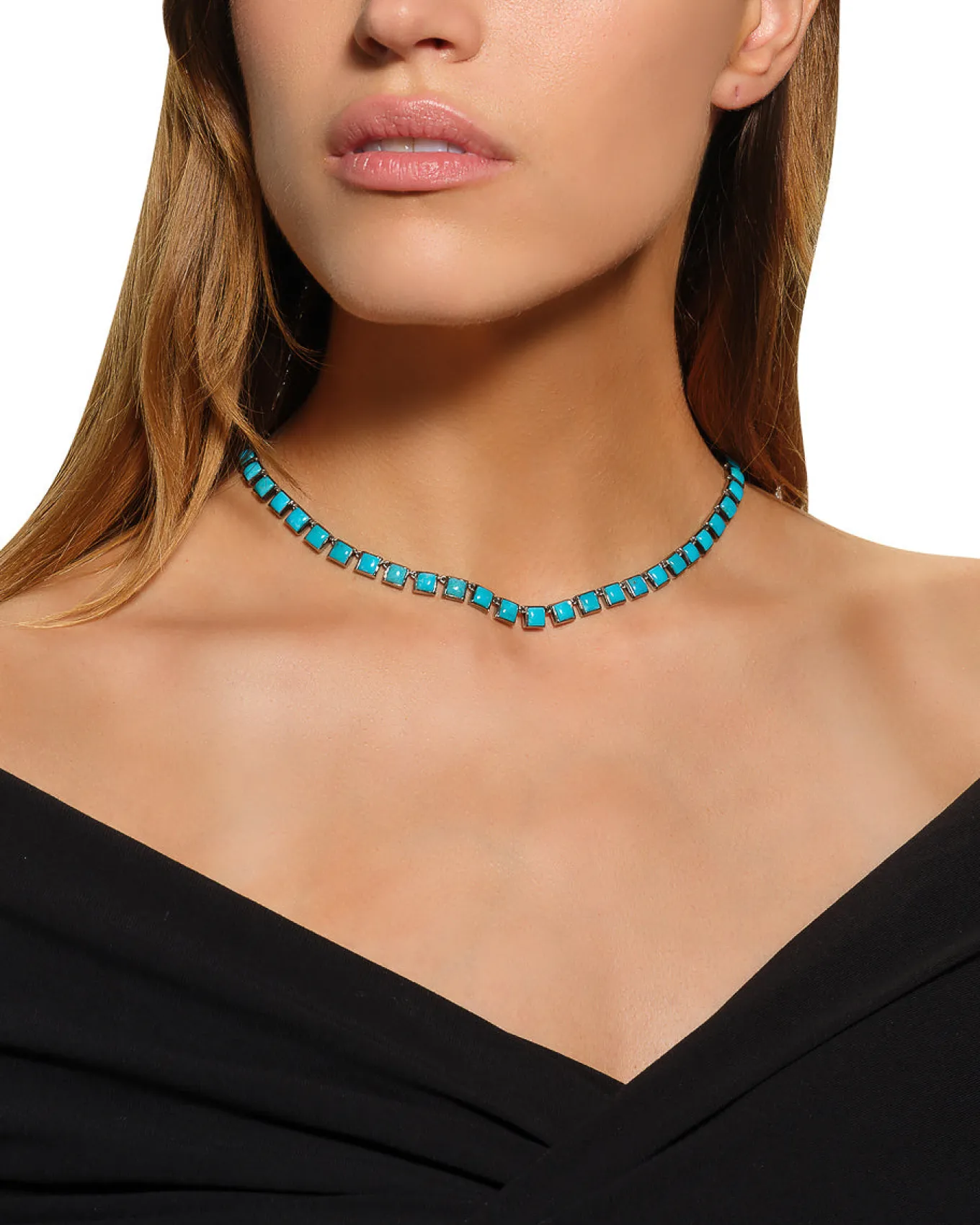small_tile_rivire_necklac_1.webp Small Tile Rivière Necklace - Turquoise