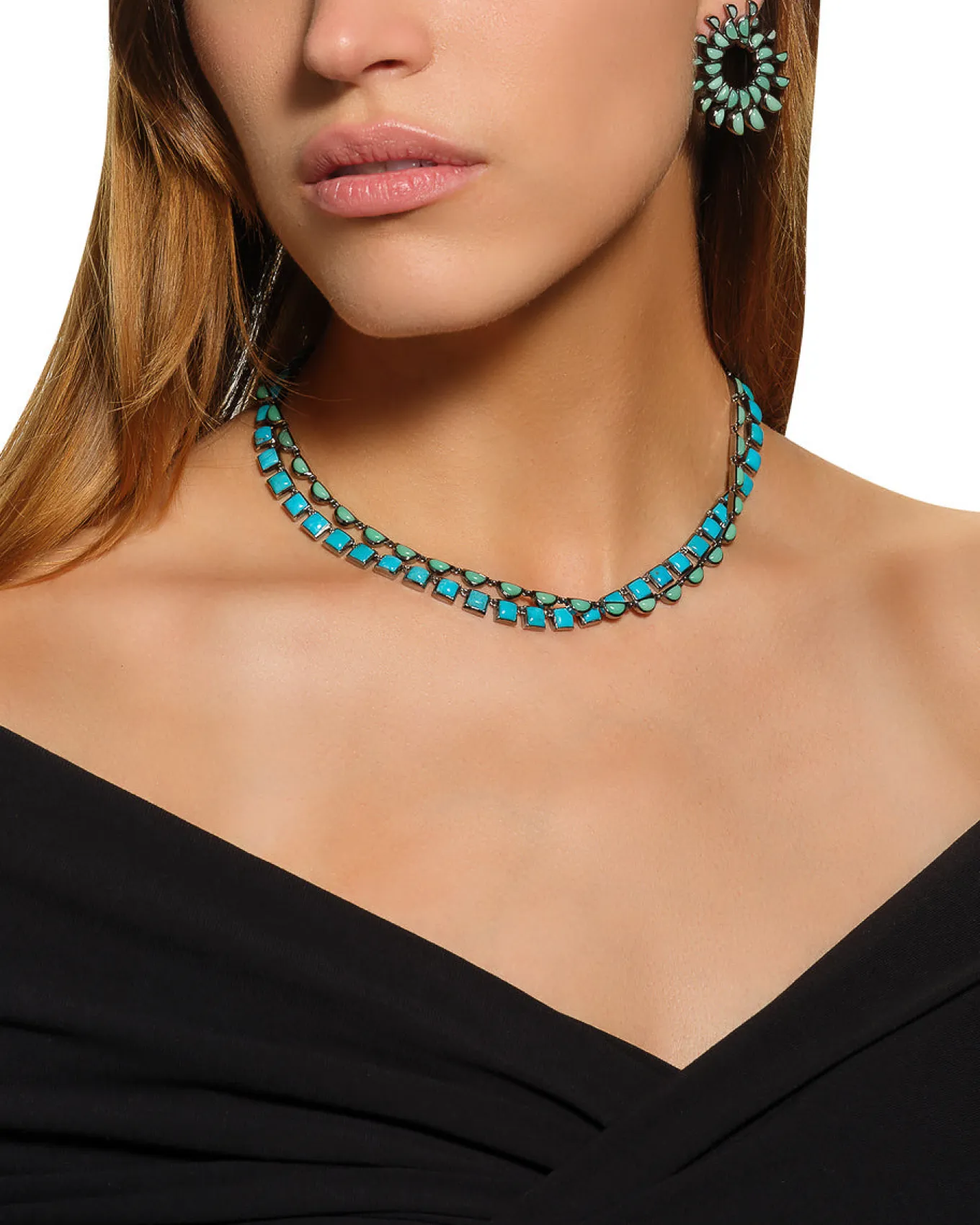 small_tile_rivire_necklac_2.webp Small Tile Rivière Necklace - Turquoise