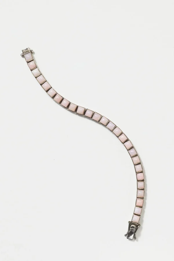 Small Tile Tennis Bracelet - Pink Opal