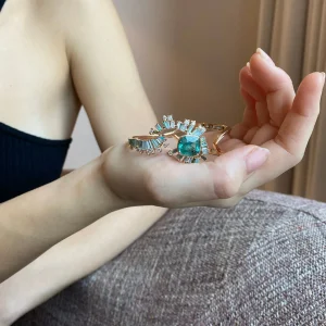 Solitaire Fray Open Cuff Bracelet
