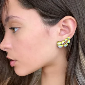 Split Pea Chartreuse Enameled Climbers - Ethiopian Opal