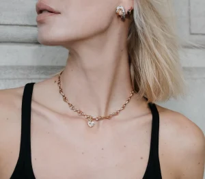 Switchback Halfmoon Diamond Baton Necklace