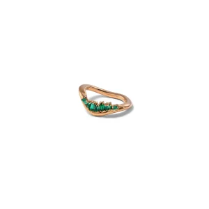 Swoop Side Ruched Ring - Emerald