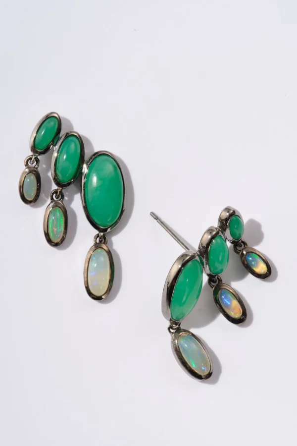Taper & Drop Earrings - Chrysoprase & Ethiopian Opal