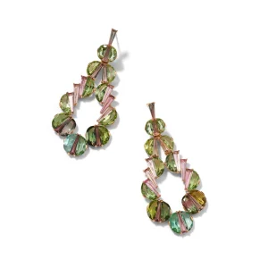 Torero Earrings - Green Tourmaline and Pink Tourmaline