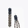 Triple Baguette Stiletto Earrings - Pyrite & Black Spinel