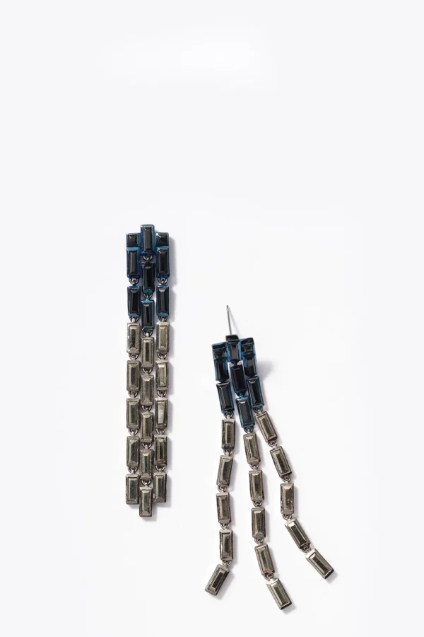 Triple Baguette Stiletto Earrings - Pyrite & Black Spinel
