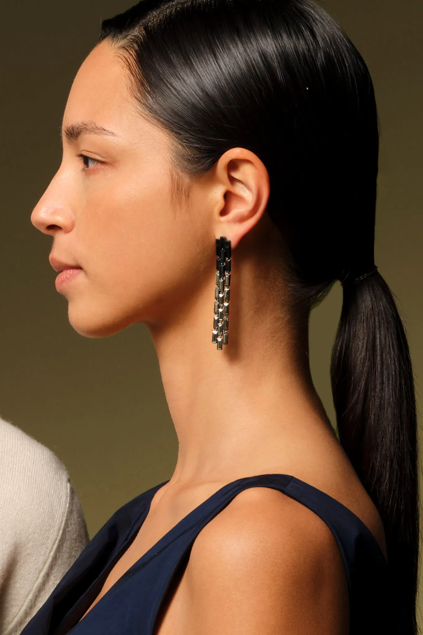 triple_baguette_stiletto__2.webp Triple Baguette Stiletto Earrings - Pyrite & Black Spinel