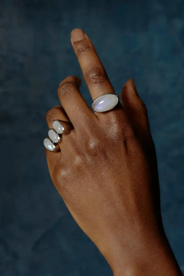 Triple Elliptic Ring - Rainbow Moonstone