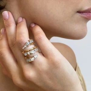 Triple Ruched Coil Ring - Diamond