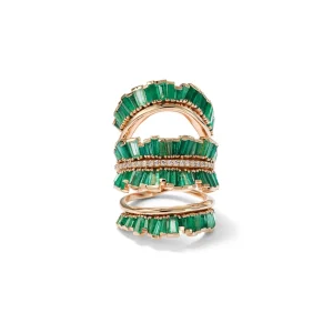 Triple Ruched Ribbon Ring - Emerald