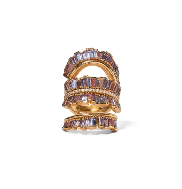 Triple Ruched Ribbon Ring - Tanzanite