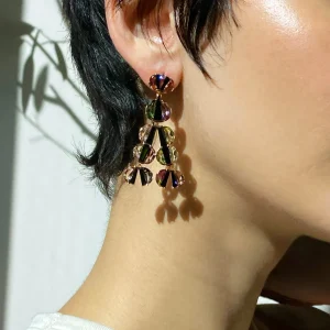 Tuft Earrings - Bi-Color Tourmaline & Black Spinel