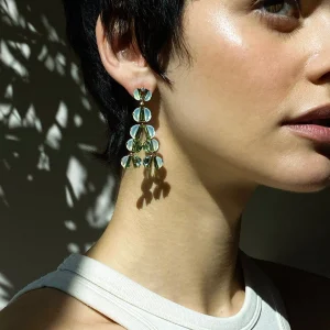 Tuft Earrings - Blue Peruvian Opal & Green Tourmaline