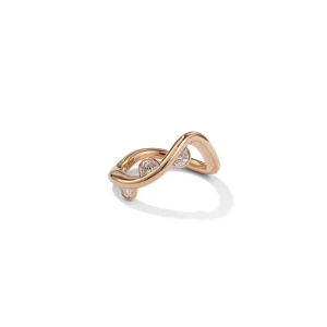 Twist and Half Moon Ring - Diamond