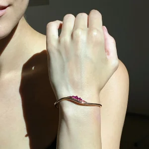 Twisted Ruched Cuff Bracelet - Ruby