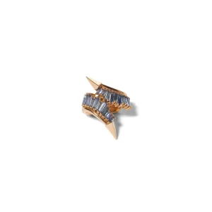 Twisting Ruched Ear Cuff - Tanzanite & Aquamarine