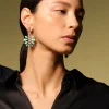 Uchiwa Earrings - White Agate & Chrysoprase