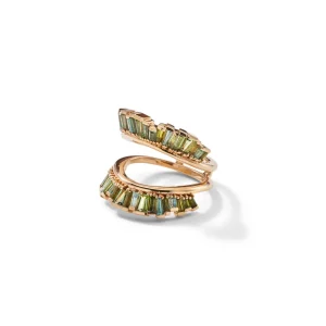 Wing Guard Ring - Green Tourmaline