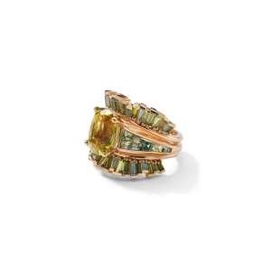 Wing Guard Ring - Green Tourmaline