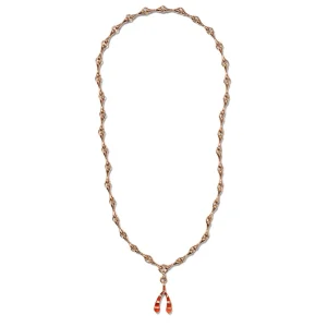 Wishbone Pendant - Fire Opal